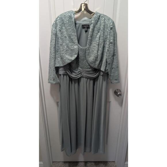 R&M Richards Womens 2 Piece Mother of the Bride Dress Light Green Formal Sz. 20W - Picture 1 of 12